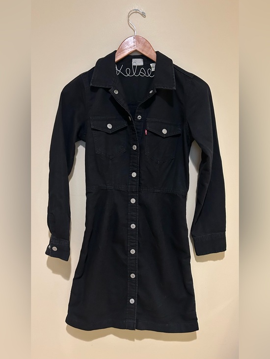 Levi's Dresses & Skirts - Levi’s Black Jean Long-Sleeve Shirt Dress With Buttons Size XS